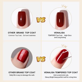 VENALISA 2 Pcs No Wipe Tempered Gel Top Coat and Base Coat Set Gel Nail Polish, Soak Off UV LED Nail Gel Polish Nail Art Starter Manicure Salon DIY at Home VENALISA 2 Pcs No Wipe Tempered Gel Top Coat and Base Coat Set Gel Nail Polish, Soak Off UV LED Nail Gel Polish Nail Art Starter Manicure Salon DIY at Home
