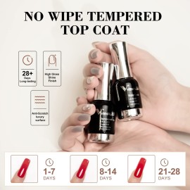 VENALISA 2 Pcs No Wipe Tempered Gel Top Coat and Base Coat Set Gel Nail Polish, Soak Off UV LED Nail Gel Polish Nail Art Starter Manicure Salon DIY at Home VENALISA 2 Pcs No Wipe Tempered Gel Top Coat and Base Coat Set Gel Nail Polish, Soak Off UV LED Nail Gel Polish Nail Art Starter Manicure Salon DIY at Home