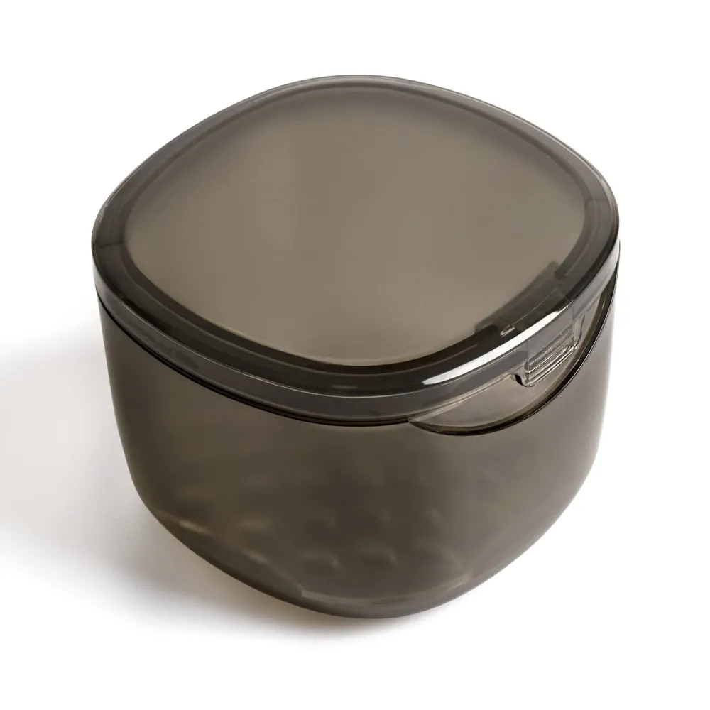 Uouovo Upgraded Denture Bath Box Cup, No-Leak Denture case,Retainer Cleaning Box, Complete Clean Care for Dentures, Clear Braces, Mouth Guard, Night Guard & Retainers (transparent grey)