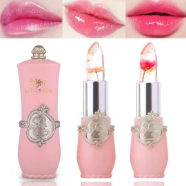 2 Pack Crystal Flower Jelly Lipstick,Magic Color C..