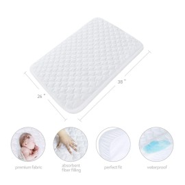 Pack and Play Mattress Pad Protector 38 x 26, 2 Pack Waterproof Pack and Play Cover Sheets, Compatible with Graco Pack n Play, Baby Trend, Dream On Me & Pamo Babe, Quilted Cotton Terry Surface Pack and Play Mattress Pad Protector 38 x 26, 2 Pack Waterproof Pack and Play Cover Sheets, Compatible with Graco Pack n Play, Baby Trend, Dream On Me & Pamo Babe, Quilted Cotton Terry Surface