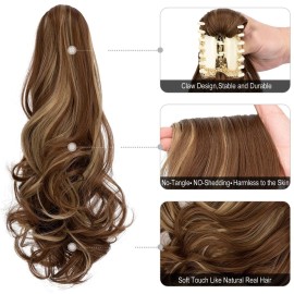 Mitrygreen Claw Clip Ponytail Extension 18 Clip in Wavy Ponytail Hair Extensions Long Pony Tails for Women Extensions Ash Blonde Mix Light Brown Wave Hairpiece Mitrygreen Claw Clip Ponytail Extension 18 Clip in Wavy Ponytail Hair Extensions Long Pony Tails for Women Extensions Ash Blonde Mix Light Brown Wave Hairpiece