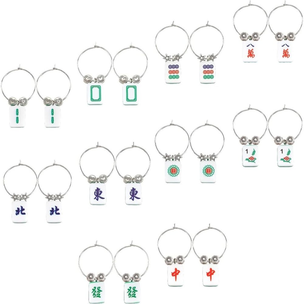 CHGCRAFT 80Pcs Wine Glass Charms Tags Mah Jongg Wine Charms Imitation Mahjong Tiles Resin Pendants with Iron Finding CHGCRAFT 80Pcs Wine Glass Charms Tags Mah Jongg Wine Charms Imitation Mahjong Tiles Resin Pendants with Iron Finding