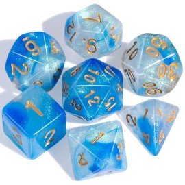 CiaraQ DND Polyhedral Dice Set with a Black Dice Bag for D&D RPG MTG Role Playing Table Games