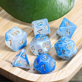 CiaraQ DND Polyhedral Dice Set with a Black Dice Bag for D&D RPG MTG Role Playing Table Games