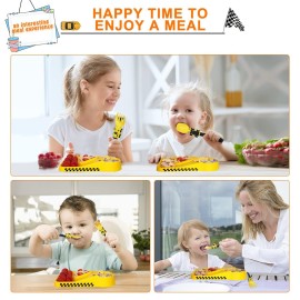 Deinyi Construction Toddler Utensils - Toddler Forks and Spoons - Kids Spoon and Fork Set - Suitable for Kids Utensils - Easter Gifts, Portable Silverware Set for 1 2 3 4 5 year old Toddlers, Yellow Deinyi Construction Toddler Utensils - Toddler Forks and Spoons - Kids Spoon and Fork Set - Suitable for Kids Utensils - Easter Gifts, Portable Silverware Set for 1 2 3 4 5 year old Toddlers, Yellow