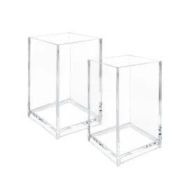 Newkita 2 Pack Clear Acrylic Pencil Pen Holder Cup, Clear Makeup Brush Holder, Acrylic Cosmetic Brushes Storage