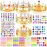 MGZTTHW Gold Paper Crown Set for Kids, DIY Crown Kit with Jewels Gem Number Letter Stickers for Birthday Party Decor and Craft Projects, 15 Pcs Adjustable Crown Hats in 5 Styles