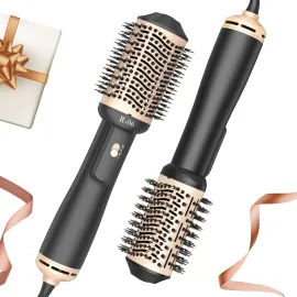 Lopeie Hair Dryer Brush Blow Dryer Brush in One, 4 in 1 Hair Dryer and Styler Volumizer with Oval Barrel, Professional Salon Hot Air Brush for All Hair Types, Gold