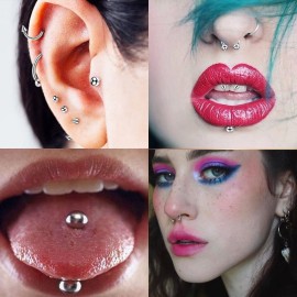 LOYAL BOOK 104pcs Piercing Kit 14G16G Kit Piercing Kits for all piercings (Stainless steel color) LOYAL BOOK 104pcs Piercing Kit 14G16G Kit Piercing Kits for all piercings (Stainless steel color)