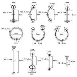 LOYAL BOOK 104pcs Piercing Kit 14G16G Kit Piercing Kits for all piercings (Stainless steel color) LOYAL BOOK 104pcs Piercing Kit 14G16G Kit Piercing Kits for all piercings (Stainless steel color)