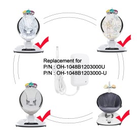 Power Cord Replacement for 4moms Mamaroo, RockaRoo Baby Swing, 12V 3A AC Adapter Charger 6.6 ft Cable Power Cord Replacement for 4moms Mamaroo, RockaRoo Baby Swing, 12V 3A AC Adapter Charger 6.6 ft Cable