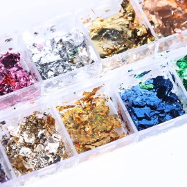 Holographic Nail Glitter Foils, 12 Colors Sparkly Ultra-Thin Aluminum Foil Nail Art Flakes Design, Laser Nail Sequins Acrylic Supplies for Women Girls Manicure Charms Decorations, DIY 3D Nail Art Tips Holographic Nail Glitter Foils, 12 Colors Sparkly Ultra-Thin Aluminum Foil Nail Art Flakes Design, Laser Nail Sequins Acrylic Supplies for Women Girls Manicure Charms Decorations, DIY 3D Nail Art Tips