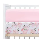 Crib Sheets Girl 2 Pack Set, 2 Pack Toddler Bed Sheets Set, Floral Print Fitted Crib Sheet for Standard Crib & Toddler Mattress, Size 28 x 52 inches, Pink N Floral