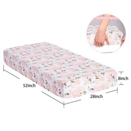 Crib Sheets Girl 2 Pack Set, 2 Pack Toddler Bed Sheets Set, Floral Print Fitted Crib Sheet for Standard Crib & Toddler Mattress, Size 28 x 52 inches, Pink N Floral Crib Sheets Girl 2 Pack Set, 2 Pack Toddler Bed Sheets Set, Floral Print Fitted Crib Sheet for Standard Crib & Toddler Mattress, Size 28 x 52 inches, Pink N Floral