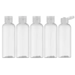 LISAPACK 3.4Oz Travel Bottles with Flip Cap (5 Pcs) Empty Dispenser Container for Travel Size Cosmetics (100ml, Clear Cap)