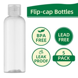 LISAPACK 3.4Oz Travel Bottles with Flip Cap (5 Pcs) Empty Dispenser Container for Travel Size Cosmetics (100ml, Clear Cap) LISAPACK 3.4Oz Travel Bottles with Flip Cap (5 Pcs) Empty Dispenser Container for Travel Size Cosmetics (100ml, Clear Cap)