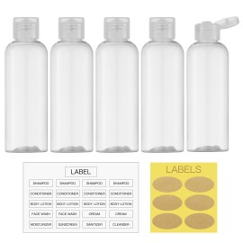LISAPACK 3.4Oz Travel Bottles with Flip Cap (5 Pcs) Empty Dispenser Container for Travel Size Cosmetics (100ml, Clear Cap) LISAPACK 3.4Oz Travel Bottles with Flip Cap (5 Pcs) Empty Dispenser Container for Travel Size Cosmetics (100ml, Clear Cap)