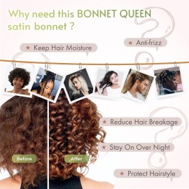 BONNET QUEEN Satin Bonnet Cool Breathable Single Layer Silk Bonnet for Sleeping Women Hair Bonnet Night Sleep Cap Scarf Wrap for Curly Hair with Tie Band Chocolate BONNET QUEEN Satin Bonnet Cool Breathable Single Layer Silk Bonnet for Sleeping Women Hair Bonnet Night Sleep Cap Scarf Wrap for Curly Hair with Tie Band Chocolate