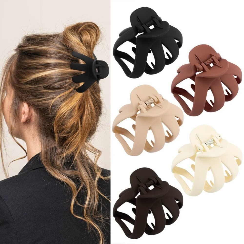 Atoden Hair Clips, 5Pcs Octopus Matte Hair Claws for Women, Large 3.15 Hair Clips for Thick Hair, Non-slip Jaw Clips, Hair Accessories Atoden Hair Clips, 5Pcs Octopus Matte Hair Claws for Women, Large 3.15 Hair Clips for Thick Hair, Non-slip Jaw Clips, Hair Accessories