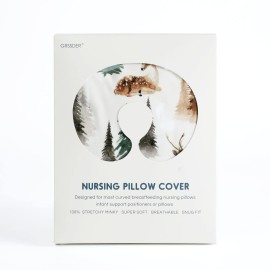 GRSSDER Nursing Pillow Cover Stretchy Minky Removable Nursing Covers for Breastfeeding Pillows, Ultra Soft Comfortable Slipcover for Boy and Girls, Stylish Watercolor Forest Deer and Leaves GRSSDER Nursing Pillow Cover Stretchy Minky Removable Nursing Covers for Breastfeeding Pillows, Ultra Soft Comfortable Slipcover for Boy and Girls, Stylish Watercolor Forest Deer and Leaves