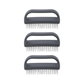 Superio Stiff Nail Brush with Handle 3 Pack Fingernail Scrub Cleaning Brushes for Toes and Nails, All-Purpose Cleaning Brush for Home, Kitchen, Work