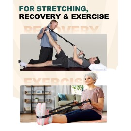 Trideer Stretching Strap Yoga Strap Physical Therapy for Home Workout, Exercise, Pilates and Gymnastics, 10 Loops Non-Elastic Stretch Bands with Aesthetic Packaging for Women & Men (Black)