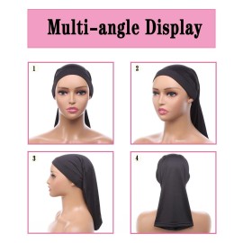 Leeven 2 Pieces Wide Elastic Loc Cap and Long Braid Cover for Full Hair, Stocking Sleep - Black Leeven 2 Pieces Wide Elastic Loc Cap and Long Braid Cover for Full Hair, Stocking Sleep - Black