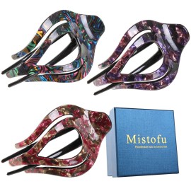 Mistofu 3Pcs French Concord Women\'s Hair Claw Clips - Curved Strong Hold No Slip Grip Large Clips for Thick or Thin Hair (multicolor A) Mistofu 3Pcs French Concord Women\'s Hair Claw Clips - Curved Strong Hold No Slip Grip Large Clips for Thick or Thin Hair (multicolor A)