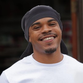 Leeven 2 Pieces Dreadlock Cap Wide Elastic Black Loc Cap Long Braid Cover for Full Hair, Stocking Sleep - Black