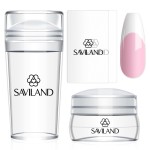 Saviland French Tip Nail Stamp - 4PCS Nail Art Stamper Kit Clear Silicone Nails Stamping Long & Short Jelly Stamper with Scrapers Nails Stamper Kit for French Manicure Home DIY Salon