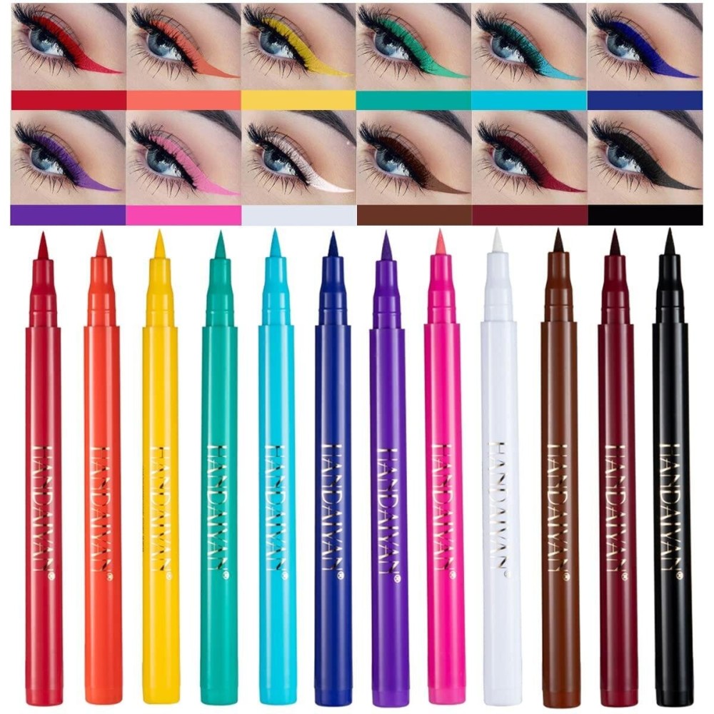 BestLand 12 Colors Matte Liquid Eyeliner Set Rainbow Colorful Neon Eyeliner Pencil Pigmented Waterproof Smudgeproof Long Lasting Gel Eye Liner Christmas Makeup Gift Kit for Women (Set E) BestLand 12 Colors Matte Liquid Eyeliner Set Rainbow Colorful Neon Eyeliner Pencil Pigmented Waterproof Smudgeproof Long Lasting Gel Eye Liner Christmas Makeup Gift Kit for Women (Set E)