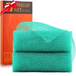 2 Pieces African Bath Sponge African Net Long Net Bath Sponge Exfoliating Shower Body Scrubber Back Scrubber Skin Smoother,Great for Daily Use (Green)