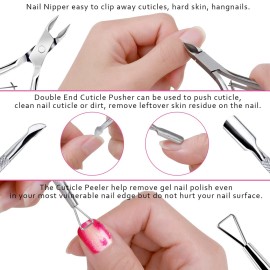 FANDAMEI Nail Buffers and Files, Manicure Tools Kit with 3PCS Nail File, 2PCS Nail Buffer, Rectangular Nail Buffer Block, Cuticle Nippers, Cuticle Pusher, Cuticle Peeler. Cuticle Oil and Nail Brush.