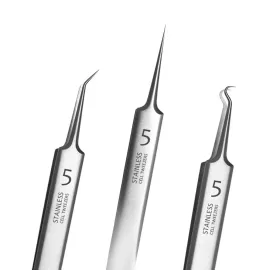 Professional Facial Blackhead Remover Tweezers,3Pcs Precision Pimple Popper Tool Kit for Whitehead Ance Blemishs Comedones Stainless Steel Makeup Tool - Matte