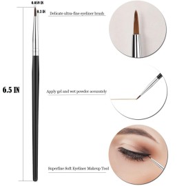 Fine Angled Eyeliner Brush, JASSINS Ultra thin Precision EyeLiner Makeup Brushes Set, Fine Point Eyeliner Brush, Synthetic Bristles Eye Makeup Tool (3 Pcs)