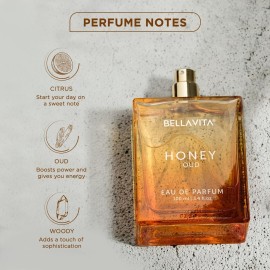BellaVita Honey OUD Perfume for Women & Men (3.4 fl.oz) | Vanilla, Bergamot & Patchouli Perfume | Long-Lasting Arabian Unisex Perfumes for Women & Men | Floral & Spicy Vegan Cologne Honey Perfume