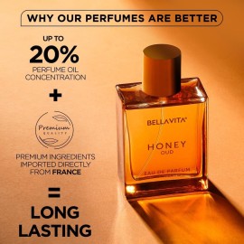 BellaVita Honey OUD Perfume for Women & Men (3.4 fl.oz) | Vanilla, Bergamot & Patchouli Perfume | Long-Lasting Arabian Unisex Perfumes for Women & Men | Floral & Spicy Vegan Cologne Honey Perfume