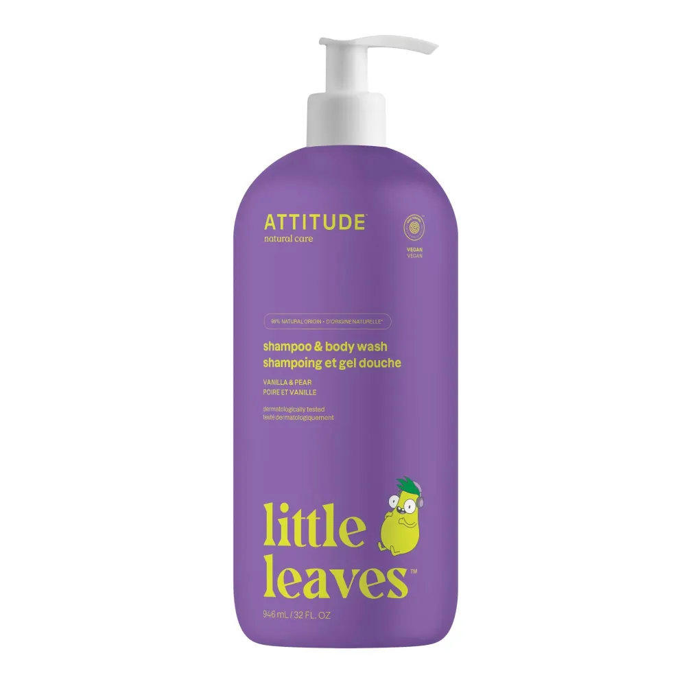 ATTITUDE Shampoo and Body Wash for Kids, EWG Verified Hair and Body Cleanser, Dermatologically Tested Soap, Plant and Mineral Based Bath Products, Vegan, Vanilla and Pear, 32 Fl Oz ATTITUDE Shampoo and Body Wash for Kids, EWG Verified Hair and Body Cleanser, Dermatologically Tested Soap, Plant and Mineral Based Bath Products, Vegan, Vanilla and Pear, 32 Fl Oz