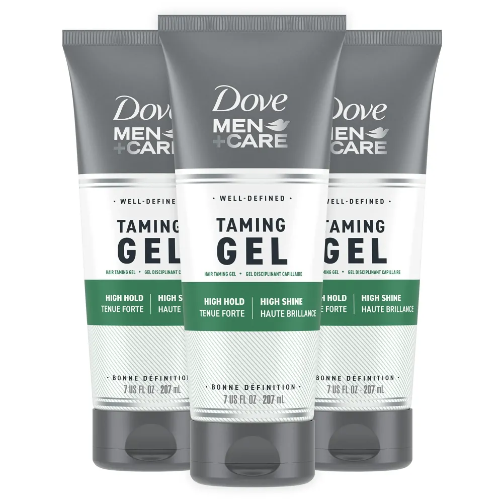 DOVE MEN + CARE Styling Gel for a Strong Hold Hair Taming Gel Hair Styling Product for Thicker and Healthier Looking Hair, 7 Fl oZ (Pack of 3) DOVE MEN + CARE Styling Gel for a Strong Hold Hair Taming Gel Hair Styling Product for Thicker and Healthier Looking Hair, 7 Fl oZ (Pack of 3)