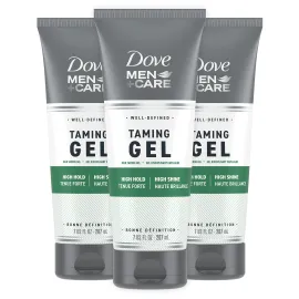DOVE MEN + CARE Styling Gel for a Strong Hold Hair Taming Gel Hair Styling Product for Thicker and Healthier Looking Hair, 7 Fl oZ (Pack of 3)