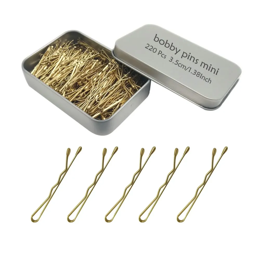 220 Count Mini Wavy 1.38 Inch Blonde Bobby Pins, YINGFENG Small Gold Hair Clips with Storage Box for Updos, Metal Hair Clips for Kids, Girls and Women, Suitable for All Hair Types 220 Count Mini Wavy 1.38 Inch Blonde Bobby Pins, YINGFENG Small Gold Hair Clips with Storage Box for Updos, Metal Hair Clips for Kids, Girls and Women, Suitable for All Hair Types