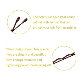 220 Count Mini Wavy 1.38 Inch Bobby Pins Brown, YINGFENG Small Hair Bobby Pins with Storage Box for Updos, Metal Hair Clips for Kids, Girls and Women, Suitable for All Hair Types