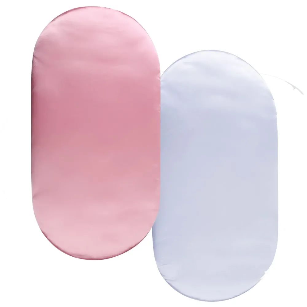 Satin Bassinet Sheet Set 2 Pack Ultra Soft Silk Fit for Rectangle, Hourglass, Oval Bassinet Mattress Protect for Baby Hair and Skin Cradle or Bassinet Sheets, Pink & White Satin Bassinet Sheet Set 2 Pack Ultra Soft Silk Fit for Rectangle, Hourglass, Oval Bassinet Mattress Protect for Baby Hair and Skin Cradle or Bassinet Sheets, Pink & White