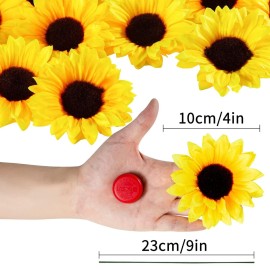 Coferset 40pcs Fake Sunflower Heads with Stems, 4 Sunflower Artificial Silk Flower Heads for Party Baby Shower Wedding Making Handicrafts Home Decor(Yellow) Coferset 40pcs Fake Sunflower Heads with Stems, 4 Sunflower Artificial Silk Flower Heads for Party Baby Shower Wedding Making Handicrafts Home Decor(Yellow)