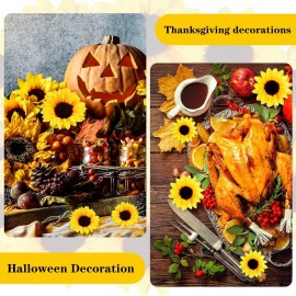 Coferset 40pcs Fake Sunflower Heads with Stems, 4 Sunflower Artificial Silk Flower Heads for Party Baby Shower Wedding Making Handicrafts Home Decor(Yellow) Coferset 40pcs Fake Sunflower Heads with Stems, 4 Sunflower Artificial Silk Flower Heads for Party Baby Shower Wedding Making Handicrafts Home Decor(Yellow)