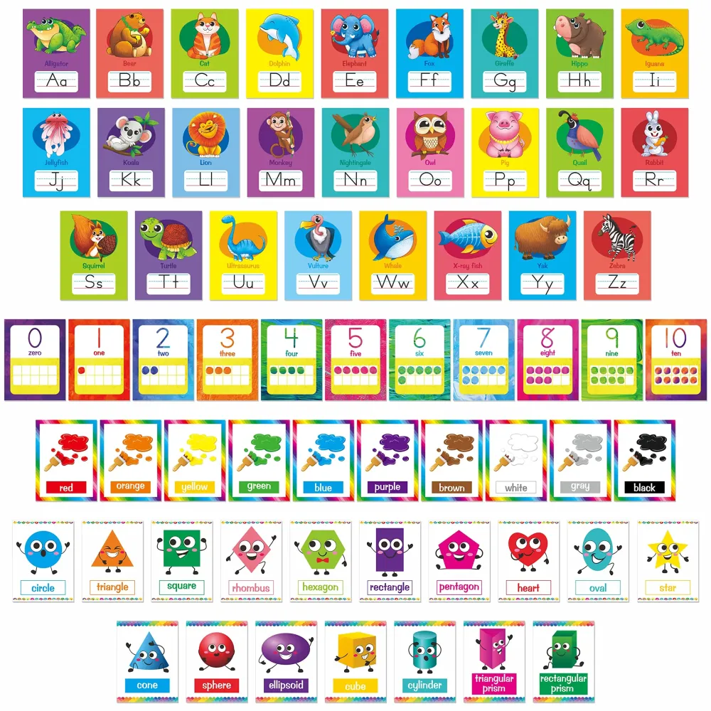 64 PCS Educational Cards, Laminated Water/Tear Proof Preschool Learning Posters Include Alphabet Numbers Colors & 2D/3D Shapes, Kindergarten Preschool Early Education Cards Home Classroom Decorations 64 PCS Educational Cards, Laminated Water/Tear Proof Preschool Learning Posters Include Alphabet Numbers Colors & 2D/3D Shapes, Kindergarten Preschool Early Education Cards Home Classroom Decorations