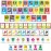 64 PCS Educational Cards, Laminated Water/Tear Proof Preschool Learning Posters Include Alphabet Numbers Colors & 2D/3D Shapes, Kindergarten Preschool Early Education Cards Home Classroom Decorations