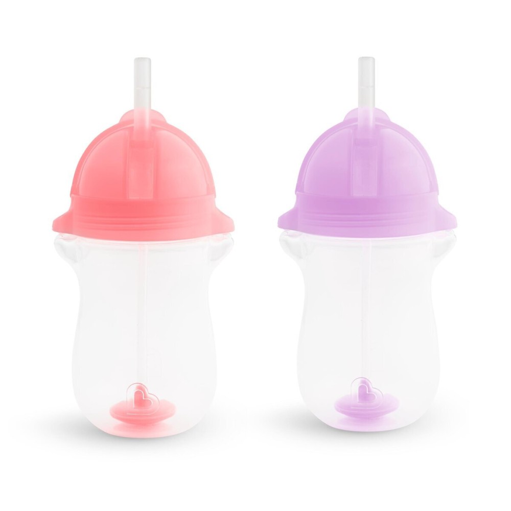 Munchkin Any Angle Weighted Toddler Straw Cups with Click Lock Lid, 10 Ounce, 2 Pack, Pink/Purple Munchkin Any Angle Weighted Toddler Straw Cups with Click Lock Lid, 10 Ounce, 2 Pack, Pink/Purple