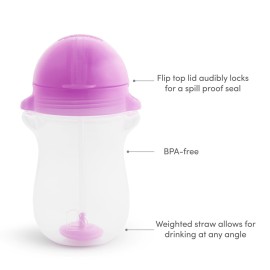 Munchkin Any Angle Weighted Toddler Straw Cups with Click Lock Lid, 10 Ounce, 2 Pack, Pink/Purple Munchkin Any Angle Weighted Toddler Straw Cups with Click Lock Lid, 10 Ounce, 2 Pack, Pink/Purple